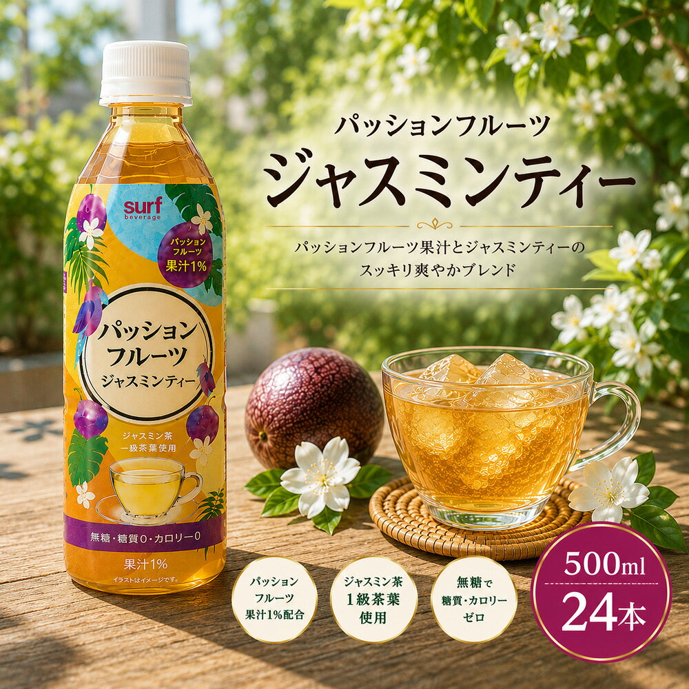 【 送料無料 】【 1ケース 】 サーフビバレッジ パッションフルーツジャスミンティー 500ml 24本 無糖 無糖茶 お茶 ジャスミン茶 カロリーゼロ