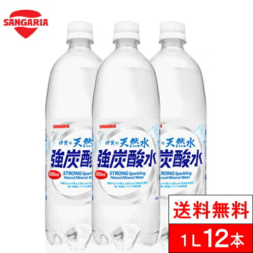 【送料無料】【1ケース】 サンガリア 強炭酸 伊賀の天然水 強炭酸水 プレーン 炭酸水 1000ml 12本 送料..