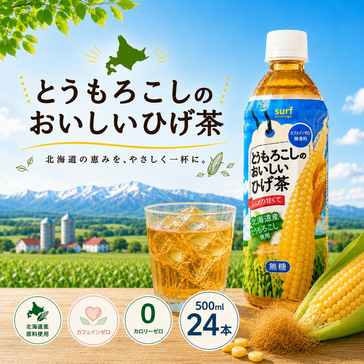 乐天商城 - 【 送料無料 】【 1ケース 】 サーフビバレッジ とうもろこしのひげ茶 500ml 24本 食物繊維入り お茶 カフェインゼロ カロリーゼロ