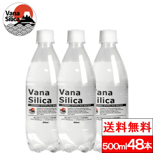 【限定特価SALE】【送料無料】VanaSilica （バナシリカ） 富士山の バナジウム ＆ シリカ 強炭酸水 炭酸水 500ml 送料無料 48本 富士山 天然水 ケース バナジウム水 シリカ水 バナジウム天然水 ミネラル 炭酸 スパークリングウォーター 炭酸水