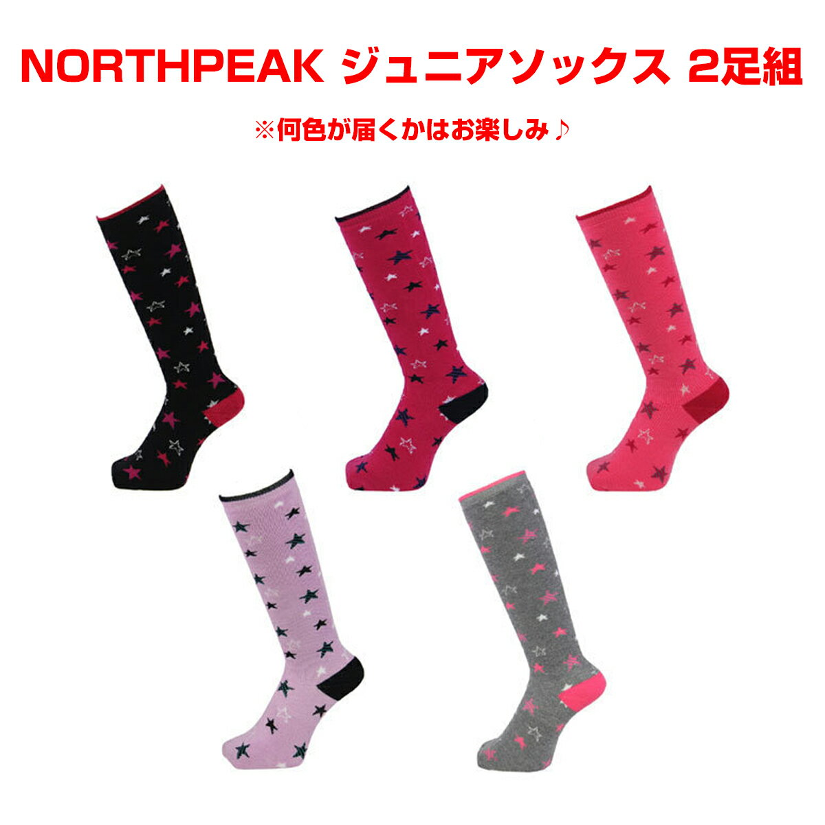 【お買得ペア2足組！】NORTH PEAK ノースピーク アソート ソックス　ジュニア　MP-655 / 2足組　JUNIOR SOCKS 1