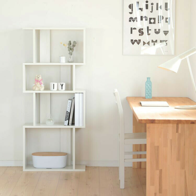 【選べる3色 横置き可】本棚 おしゃれ スリム S字 ディスプレイラック 4段 S字ラック オープンシェルフ オープンラック ブックラック ウッドラック カラーボックス 幅60 間仕切り 収納棚 絵本棚 飾り棚 木製 シンプル 収納 北欧 子供部屋 リビング 一人暮らし フェミニン