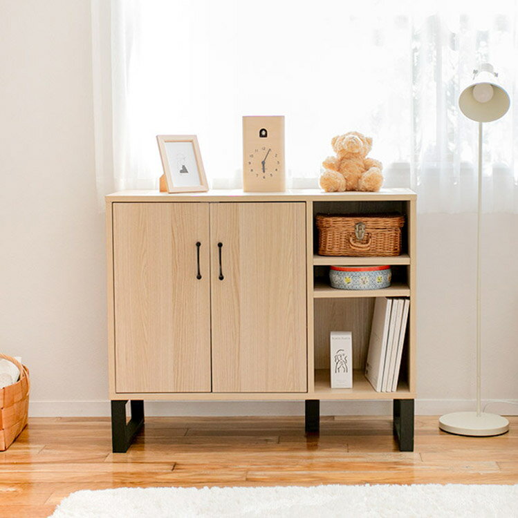 【5940円OFF!12/4 20時~】本棚 扉付 おしゃれ スリム キャビネット スチール脚 幅90 収納 インテリア 北欧 木製 収納棚 扉付き a4 リビングボード キッチンボード 棚付き 木目 シンプル ナチュラル キッチン 収納ボックス おしゃれ家具 絵本棚 食器棚 収納家具 インテリア
