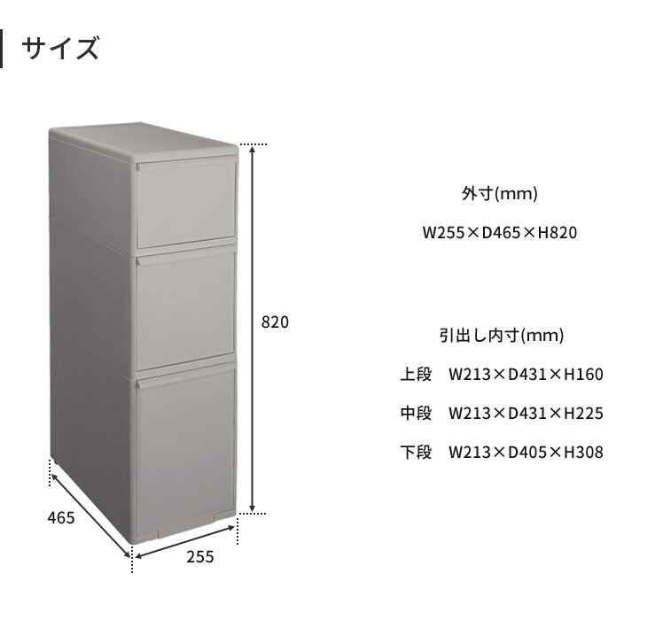 幅25.5cm スリムストレージ゛ ミディストッカー 隙間収納 キッチン収納 サニタリー...