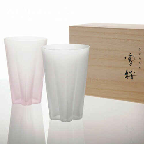 桐箱入り SAKURASAKU 雪桜 Tumbler［サクラサク雪桜タンブラー］ ペアセット【グラス ペア キッチン 北欧雑貨 食器 グラス 桜 サクラ 木箱 スタイリッシュ モダン デザイン かわいい 可愛い おしゃれ 女性 男性 誕生日 ギフト プレゼント 実用的 韓国インテリア】