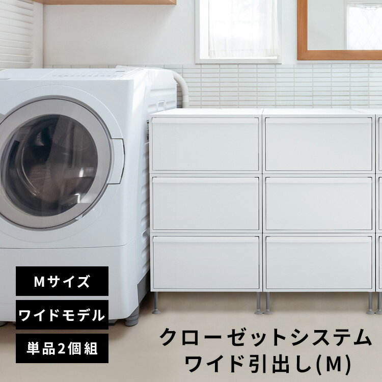 Rakuten - クローゼットシステム ワイド引出し(M) 2個組 CS-WD2-2P ライクイット like-it 収納ケース プラスチック 引き出し クローゼット収納 衣装ケース 洋服 日本製 2段 スタッキング スリム おしゃれ ホワイト ブラック グレー ベージュ 奥行40cm 収納ボックス 押入れ収納 セット