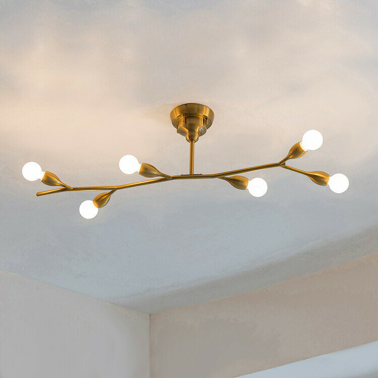 シーリングライト 6灯 クラディ Kladi インターフォルム LT-4377-80 おしゃれ 間接照明 照明 リビング照明 シーリング 天井照明 LED 北欧 ナチュラル シンプル ボタニカル 海外インテリア リビング ダイニング 寝室 かわいい インテリア ライト ゴールド カフェ 明るい 電球