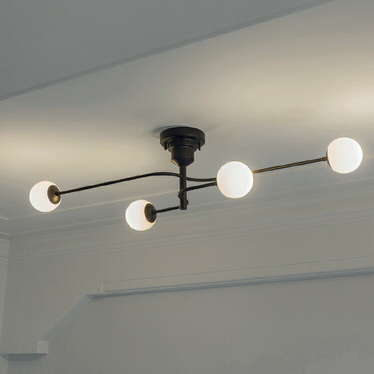 Other - シーリングライト 4灯 シュマン Chemin LT-4461 インターフォルム 照明 LED ダイニング照明 リビング キッチン 寝室 天井照明 直付け おしゃれ 照明器具 電気 ライト 北欧 かわいい モダン インテリア照明 ガラス ブラック