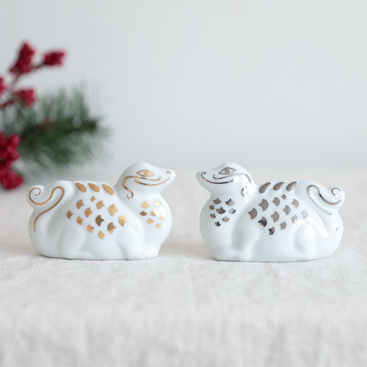 リサ・ラーソン 干支シリーズ 金の土ドラゴン 光る星のドラゴン LisaLarson 陶器 波佐見焼 2024 金 銀 辰 竜 干支 置物 北欧 雑貨 可愛い おしゃれ インテリア プレゼント ギフト 実用 お正月 オブジェ 新年 十二支