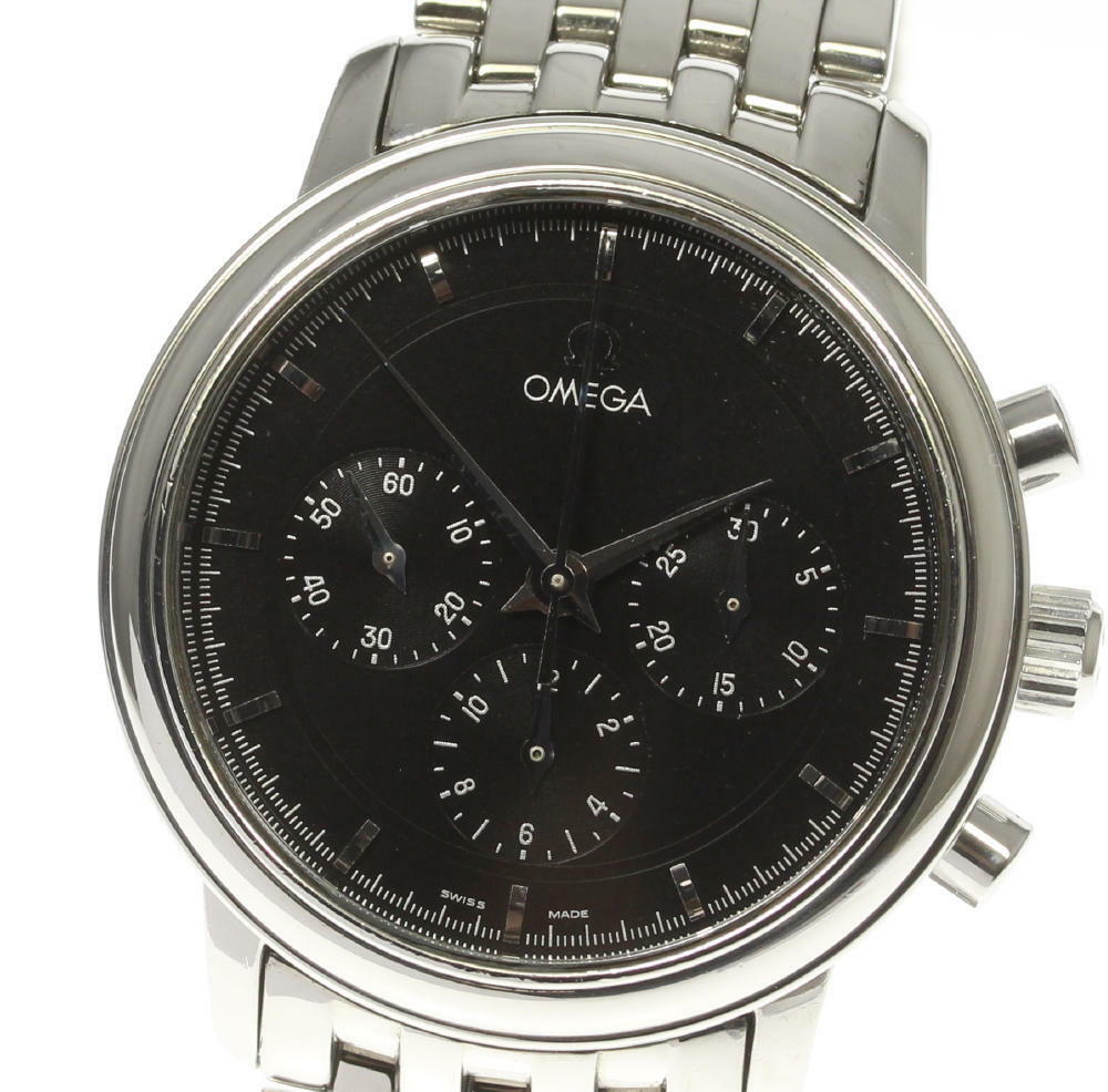 ☆良品【OMEGA】オメガ クロノグラフ 黒文字盤 手巻き メンズ【ev10】【中古】