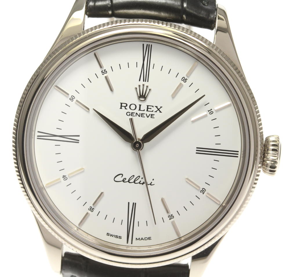 ☆美品 箱保付き【ROLEX】ロレックス チェリーニ タイム K18WG 50509 自動巻き 革ベルト メンズ【中古】