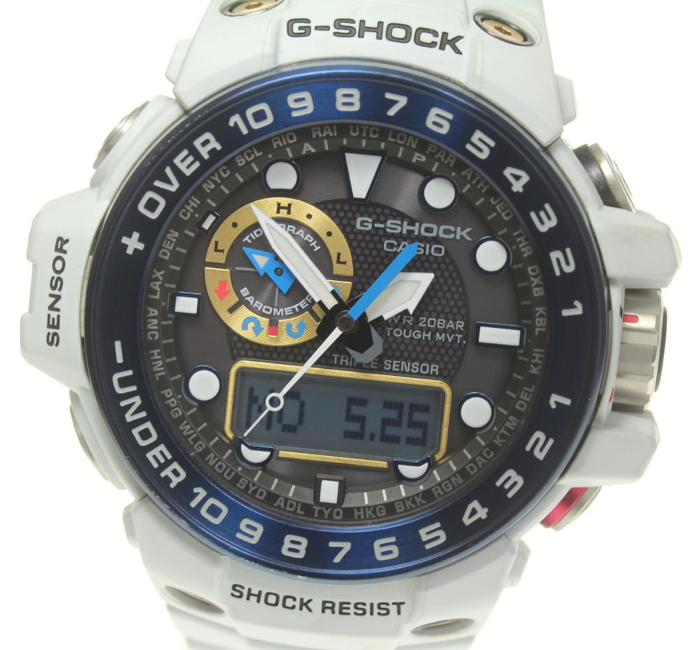 ☆良品 箱保付き【CASIO】カシオ Gショック ガルフマスター トリプルセンサー GWN-1000E-8AJF ソーラー電波 メンズ【中古】