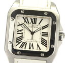 【CARTIER】カルティエ サントス100MM 革ベルト W20106X8 自動巻き ボーイズ【中 ...