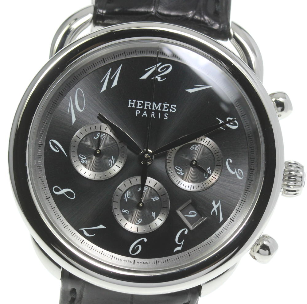 良品★箱・保【HERMES】エルメス アルソー AR4.910 クロノグラフ 自動巻き メンズ【中古】