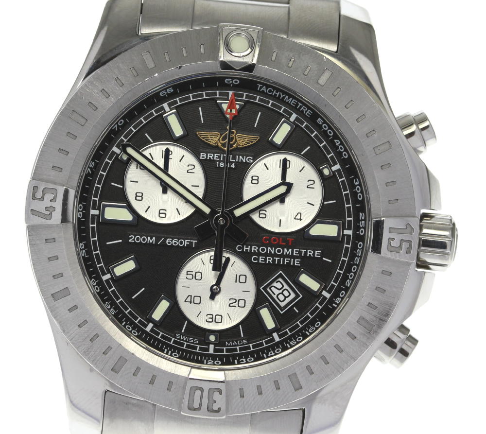 ☆良品【BREITLING】ブライトリング コルト デイト クロノメーター A73388 クォーツ メンズ【中古】