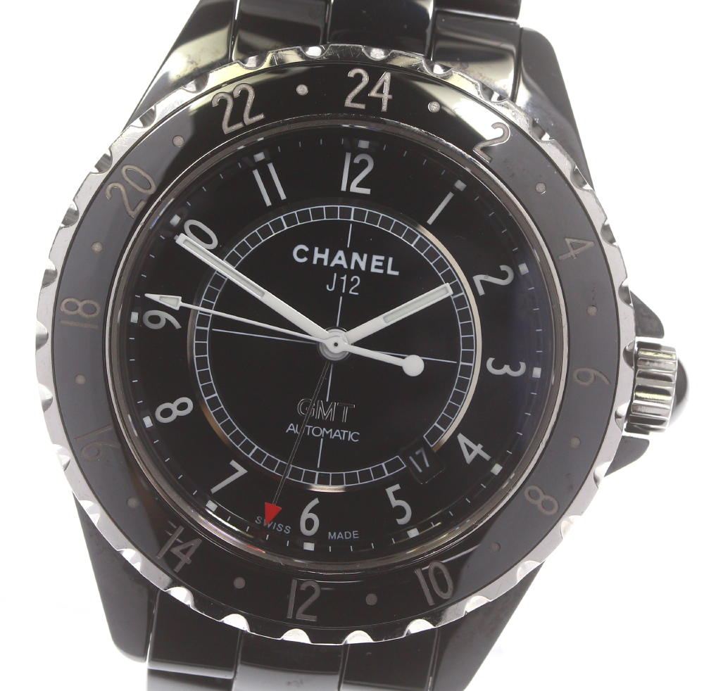 箱保付き【CHANEL】シャネル J12 GMT ブラックセラミック H2012 自動巻き メンズ【 ...