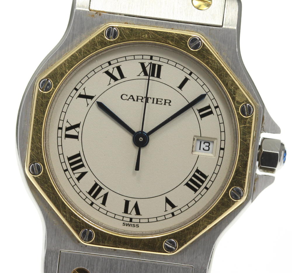 ベルトジャンク☆【CARTIER】カルティエ サントスオクタゴンMM クォーツ メンズ【中古】