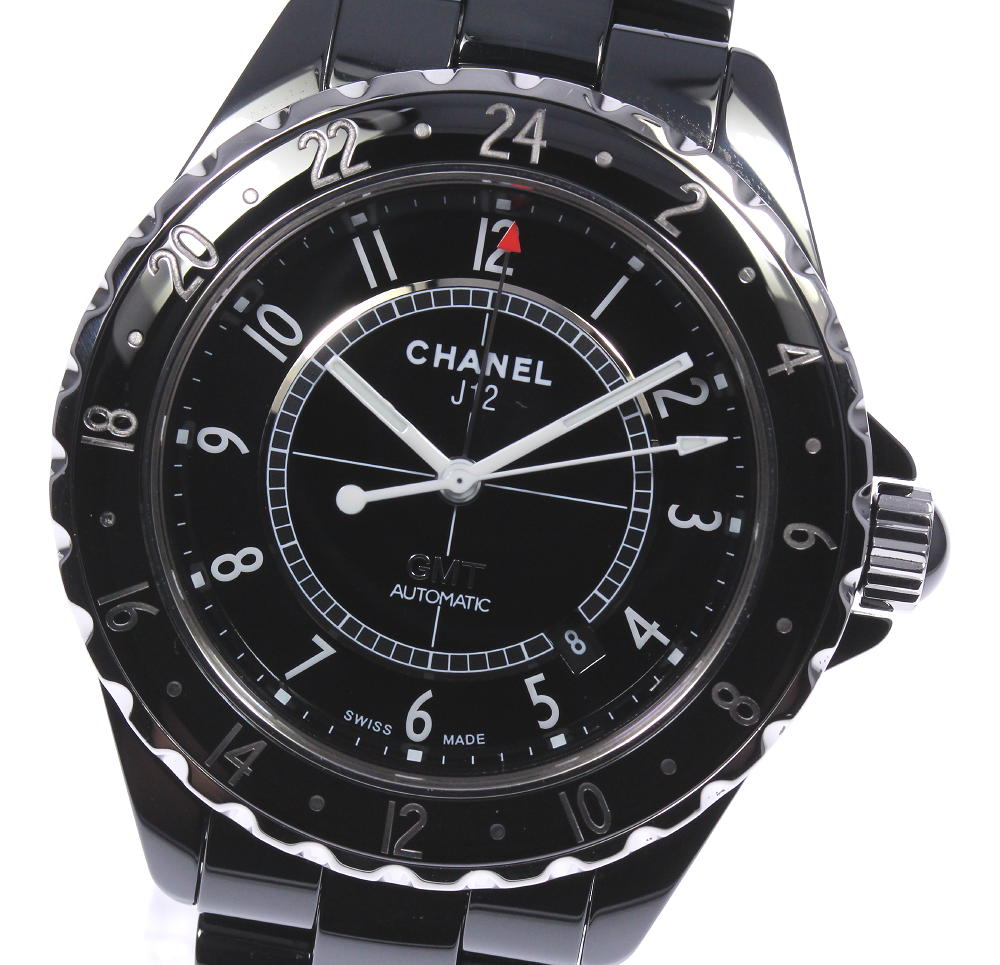 ☆美品【CHANEL】シャネル J12 ブラックセラミック GMT H2012 自動巻き メンズ【中 ...