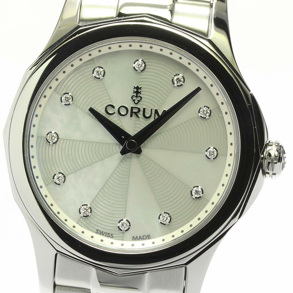 ☆極美品★箱・取説・保証書付き【CORUM】コルム アドミラルズカップ レジェンド 12Pダイヤ 020.100.20/V200 PN09 クォーツ レディース【ev20】【中古】