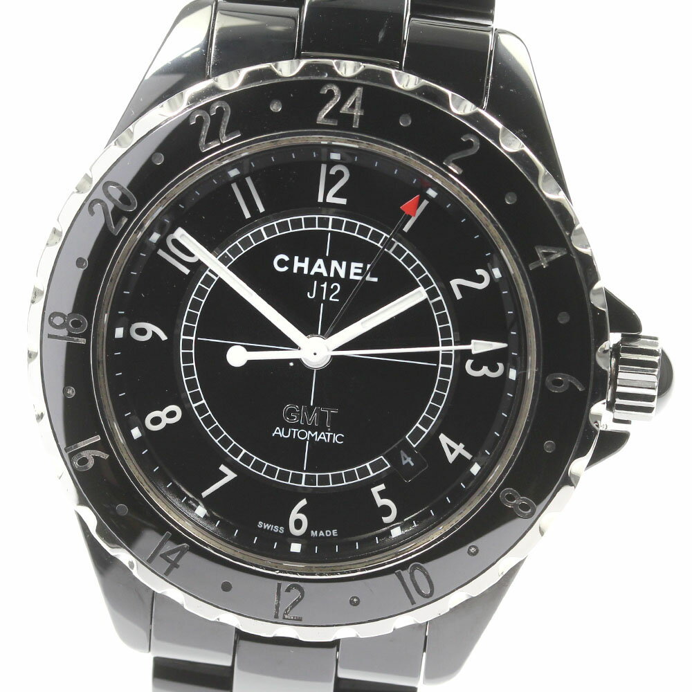 ★保証書付き【CHANEL】シャネル J12 ブラックセラミック GMT H2012 自動巻き メン ...