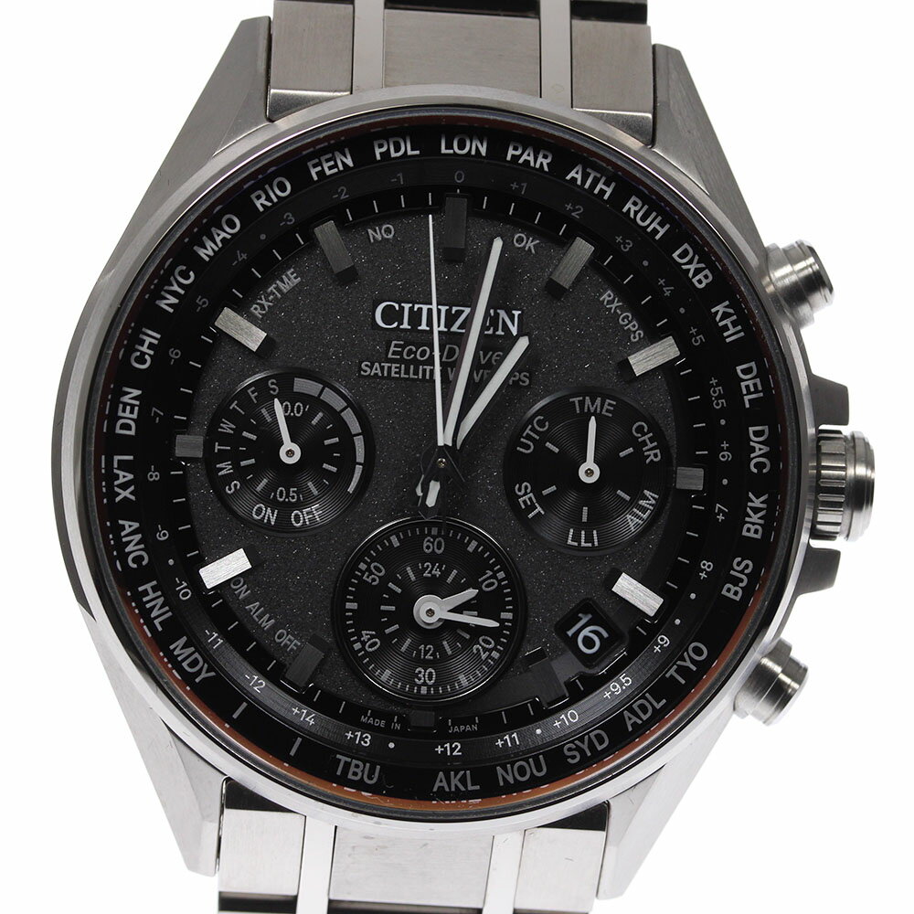 ☆良品★箱・保証書付き【CITIZEN】シチズン アテッサ クロノグラフ CC4000-59E ソーラー電波 メンズ【中古】