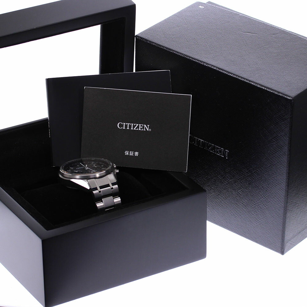 ☆良品★箱・保証書付き【CITIZEN】シチズン アテッサ クロノグラフ CC4000-59E ソーラー電波 メンズ【中古】