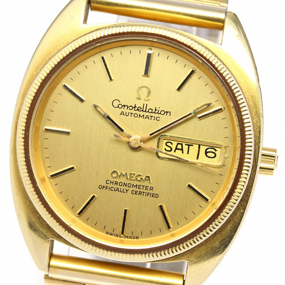 ☆訳あり【OMEGA】オメガ コンステレーション YGベゼル デイデイト cal.1021 CD 168.0057 自動巻き メンズ【中古】