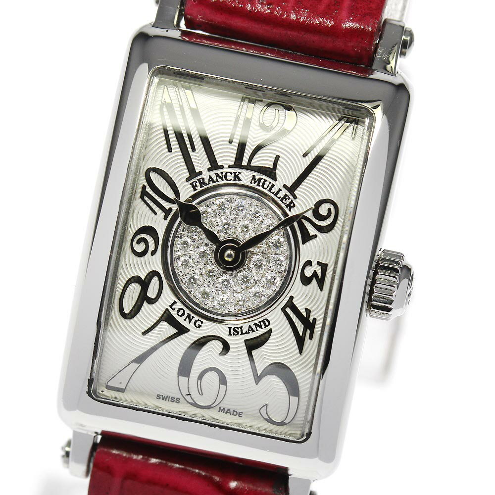 ☆美品★箱付き【FRANCK MULLER】フランクミュラー ロングアイランド プティ レリーフ ダイヤ 802QZRELCD1P クォーツ レディース【ev20】【中古】