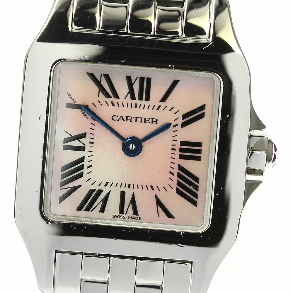 ☆良品【CARTIER】カルティエ サントスドゥモアゼル W25075Z5 クォーツ レディース【中 ...