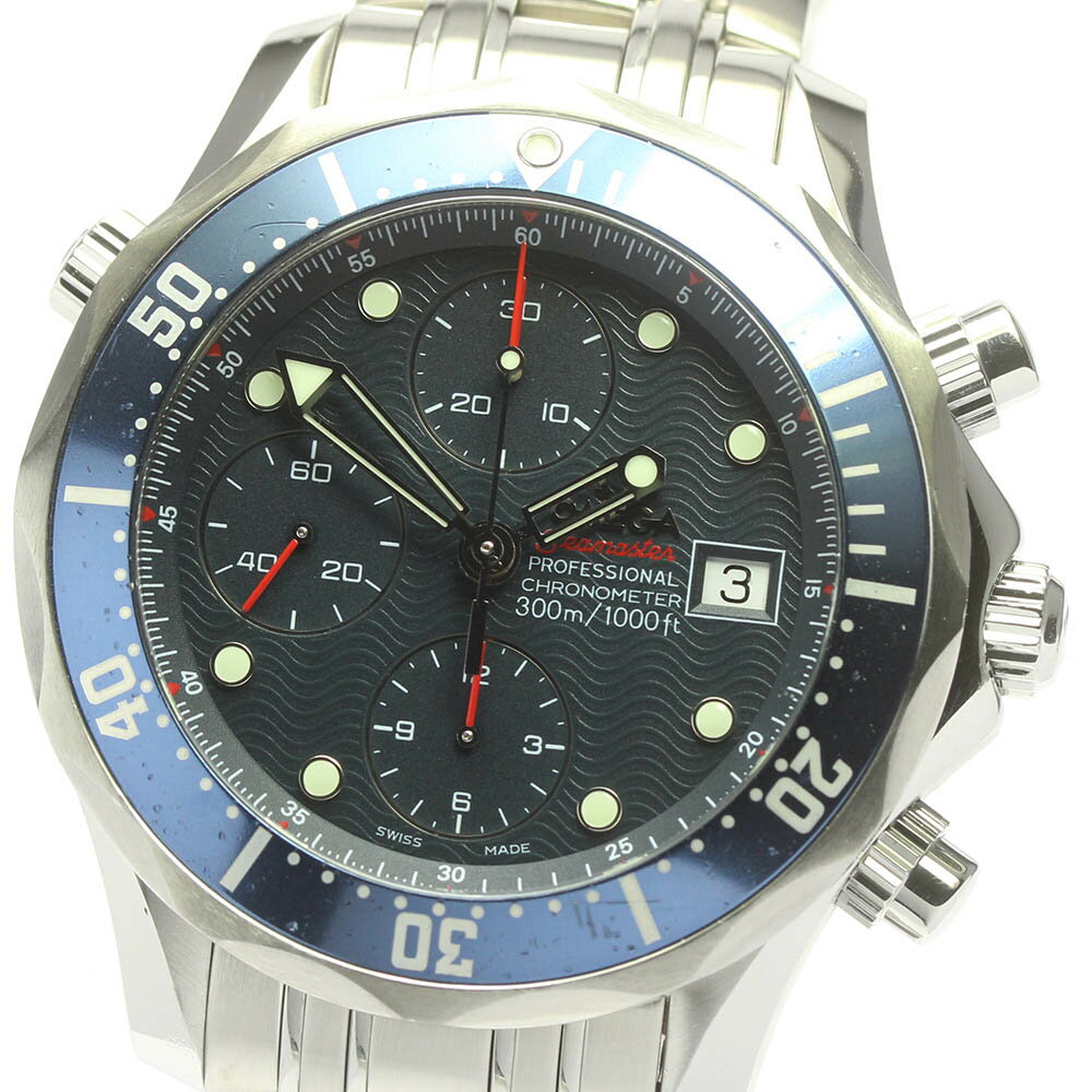 ☆良品★箱・保証書付き【OMEGA】オメガ シーマスター300 2225.80 クロノグラフ デイト ...