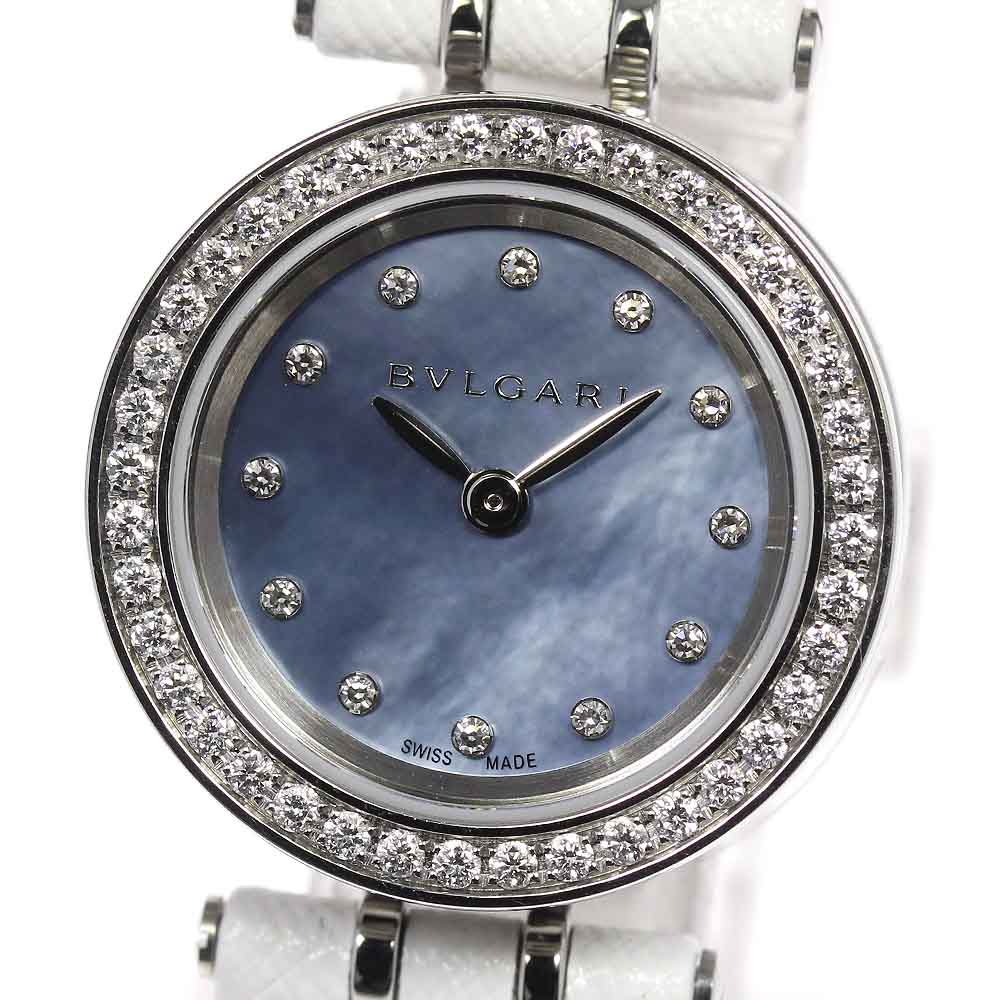 ☆美品★内箱・保証書付き【BVLGARI】ブルガリ B-ZERO1 12Pダイヤ BZ23S クォーツ レディース【中古】