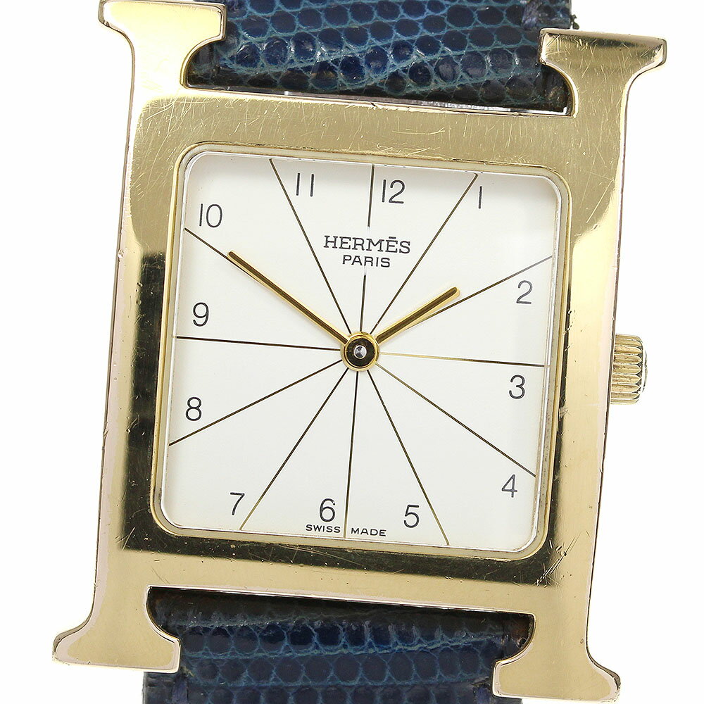 【HERMES】エルメス Hウォッチ ラムサス RS1.501 クォーツ メンズ【中古】