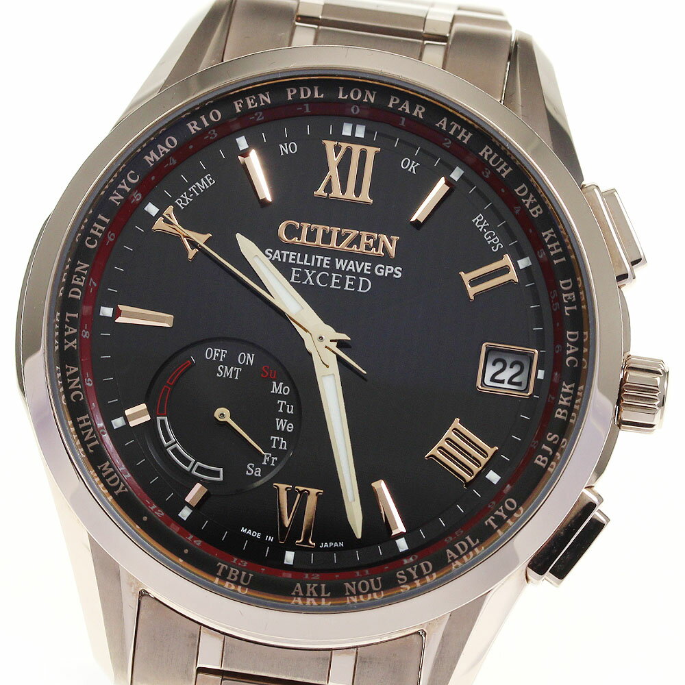 ☆良品★箱付き【CITIZEN】シチズン エクシード ラグビー日本代表モデル エコドライブ F150-T025153/CC3056-68E ソーラー電波 メンズ【中古】