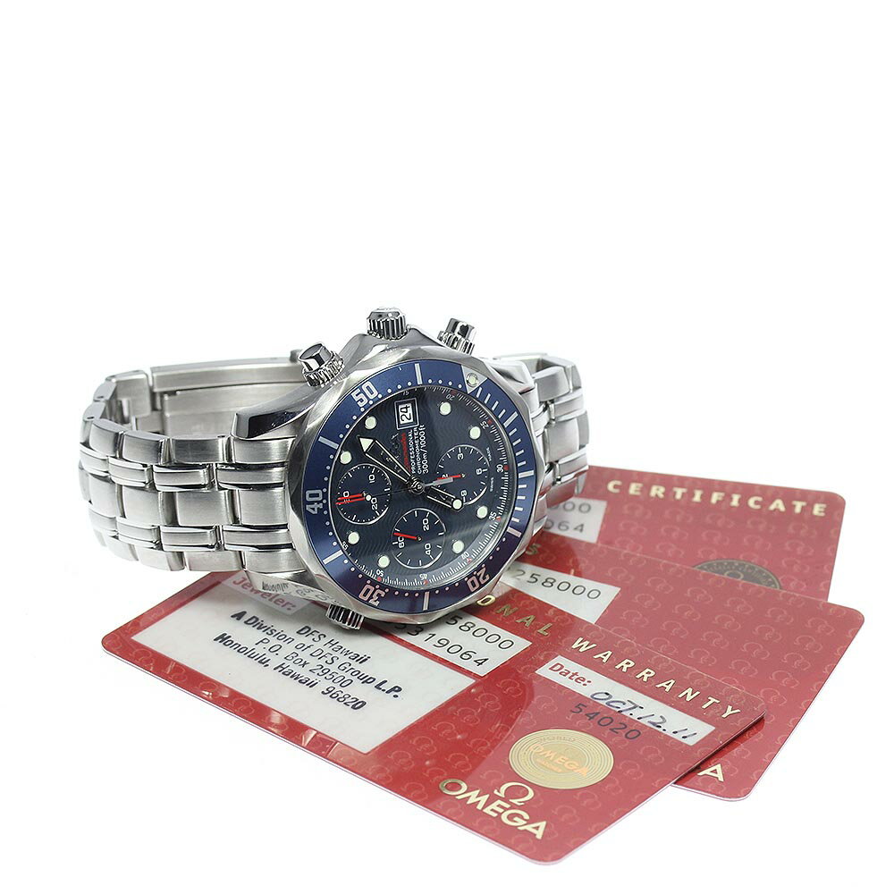 ☆良品★保証書付き【OMEGA】オメガ シーマスター300 クロノグラフ デイト 2225.80 自動巻き メンズ【中古】