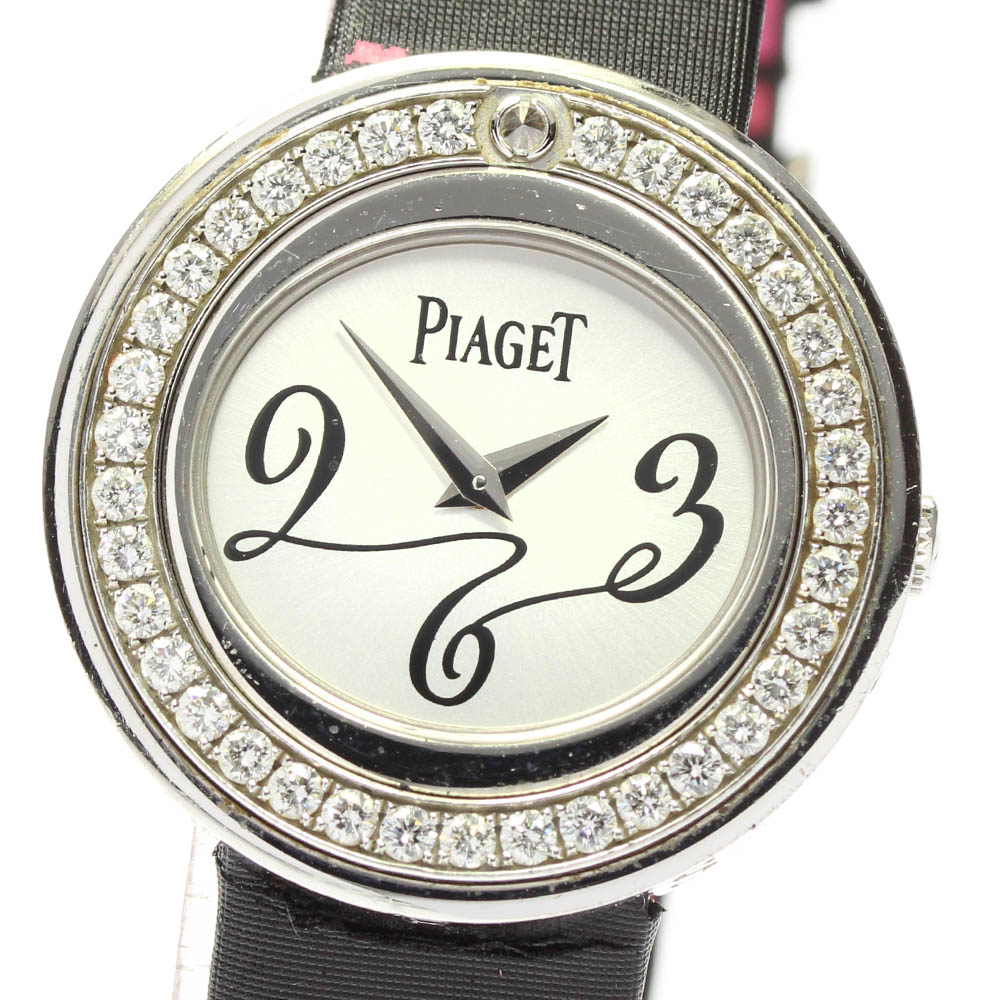 ベルト訳あり☆【PIAGET】ピアジェ ポセション K18WG ダイヤベゼル P10402 クォーツ レディース【中古】