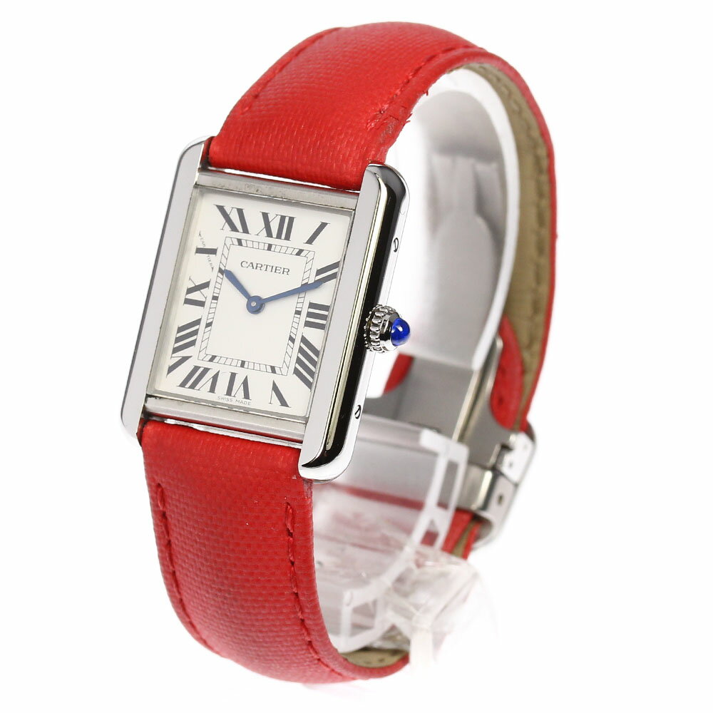 ☆良品【CARTIER】カルティエ タンクソロ SM 革ベルト WSTA0030 クォーツ レディース_698669【中古】