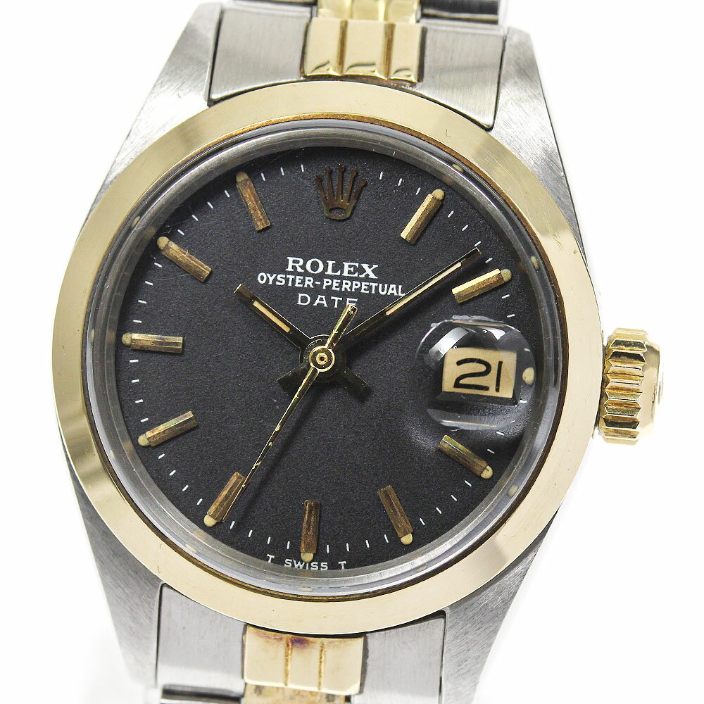 【ROLEX】ロレックス オイスターパーペチュアル デイト cal.2030 YGベゼル ref.6916 自動巻き レディース_685900【中古】