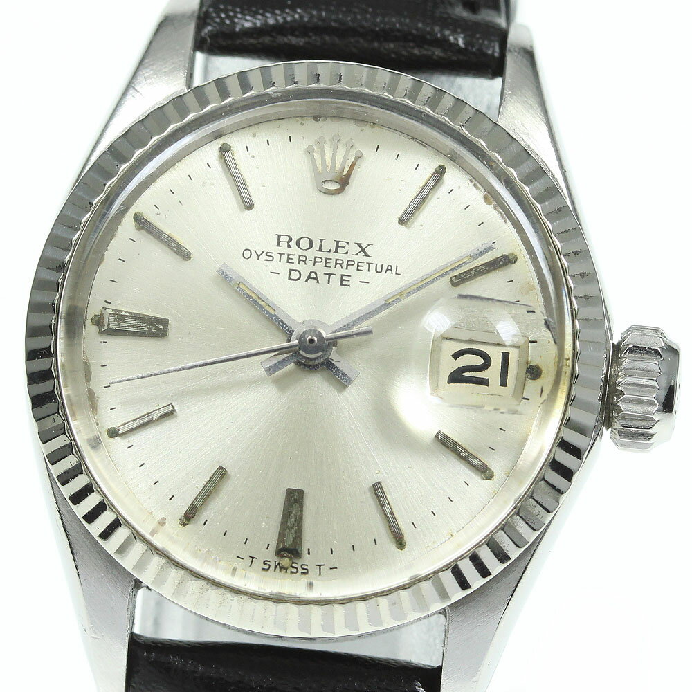 【ROLEX】ロレックス オイスターパーペチュアル デイト cal.1161 WGベゼル 6517 自動巻き レディース_685946【中古】