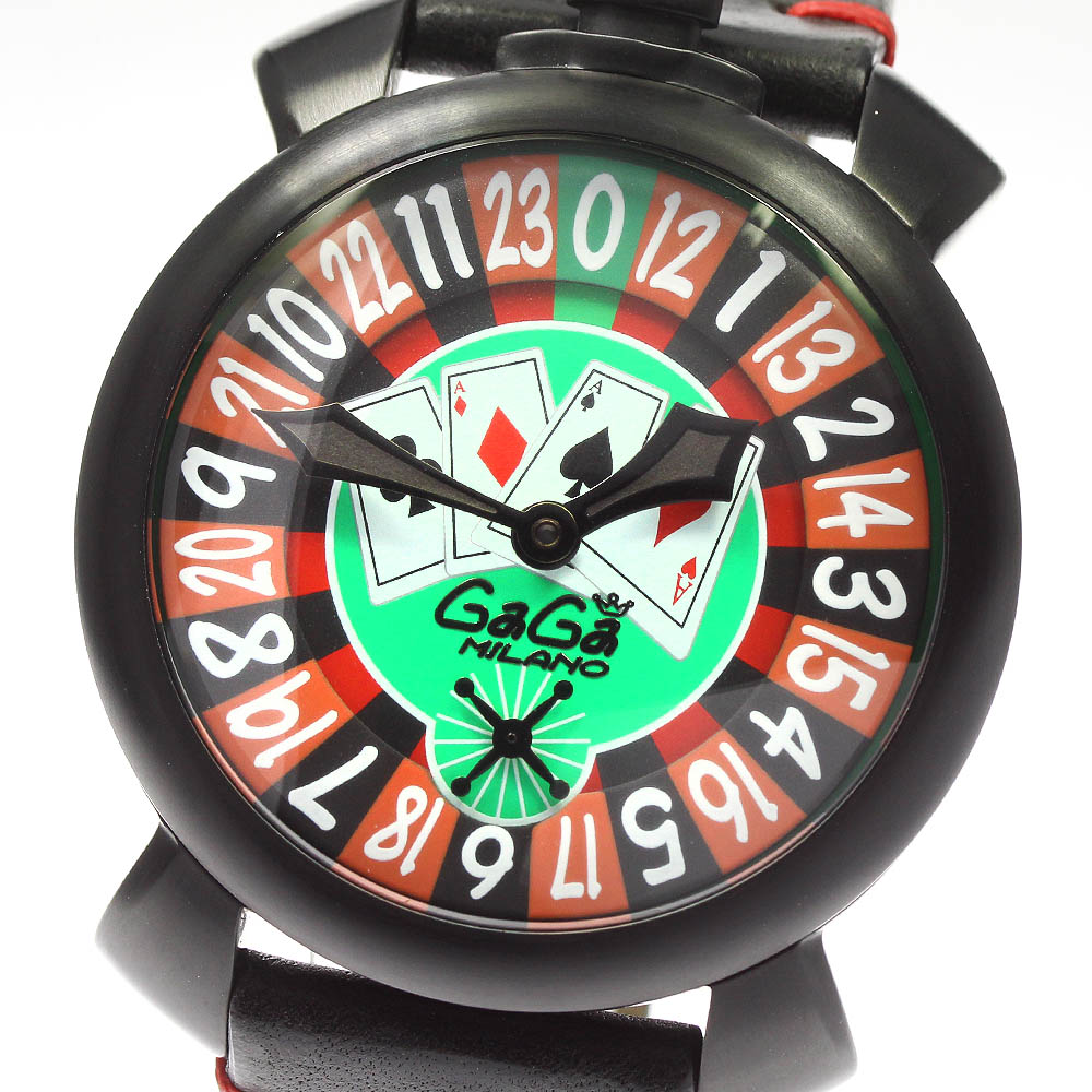 ☆極美品★保証書付き【GaGa MILANO】ガガミラノ マヌアーレ48 ラスベガス 500本限定 5012.LAS.VEGAS 手巻き メンズ_702992【中古】