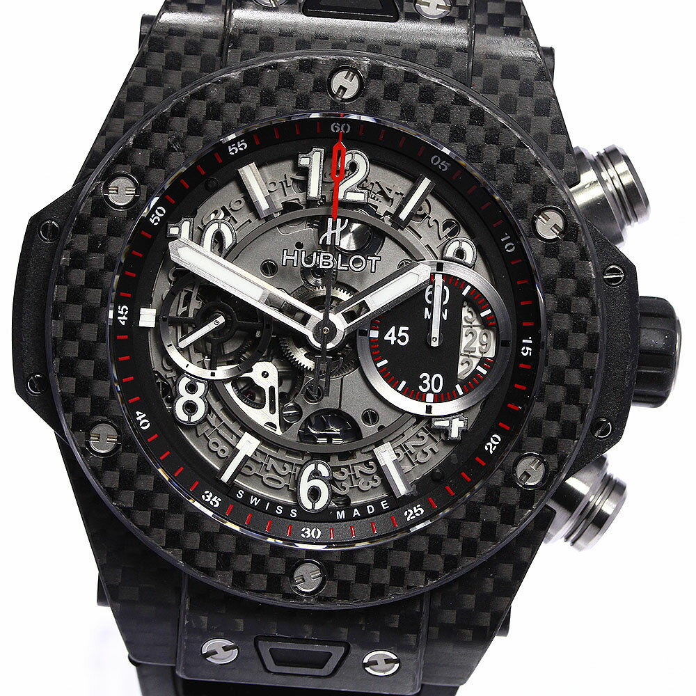 ★保証書付き【HUBLOT】ウブロ ビッグバン ウニコ カーボン スケルトン 411.QX.1170.RX 自動巻き メンズ_697425【中古】