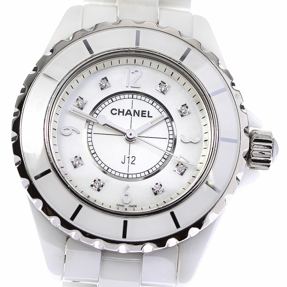 【CHANEL】シャネル J12 白セラミック 33mm 8Pダイヤ H2422 クォーツ レディー ...