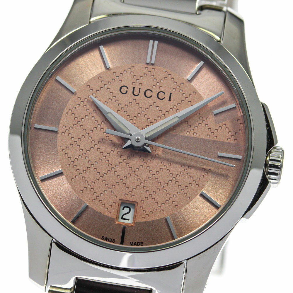 ☆美品★箱・保証書付き【GUCCI】グッチ Gタイムレス デイト 126.5/YA126524 クォーツ レディース_702943【中古】