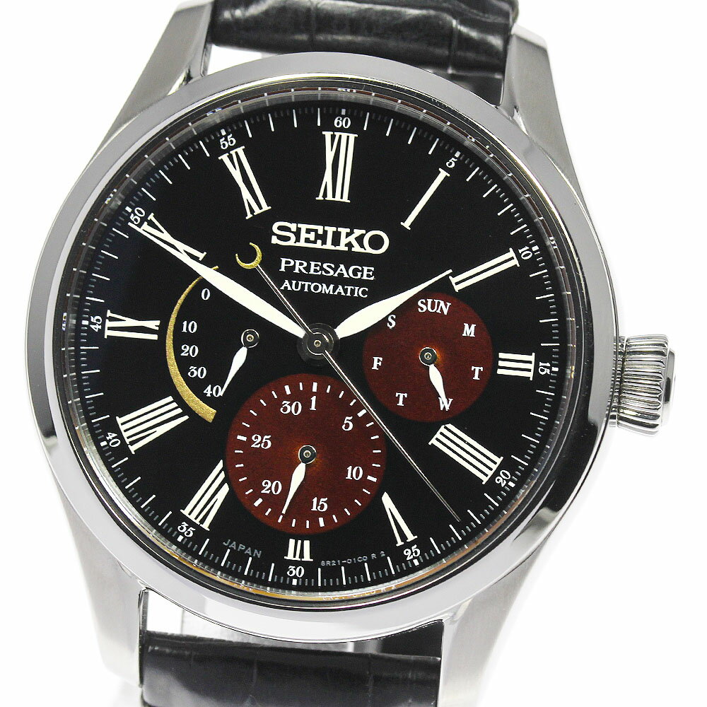 ★内箱付き【SEIKO】セイコー プレサージュ 漆 白檀塗限定モデル パワーリザーブ SARW045/6R21-01F0 自動巻き メンズ_704551【ev20】【中古】