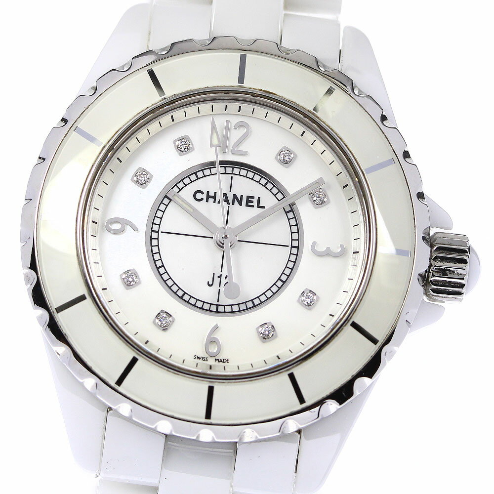 ★保証書付き【CHANEL】シャネル J12 白セラミック 33mm 8Pダイヤ H2422 クォー ...