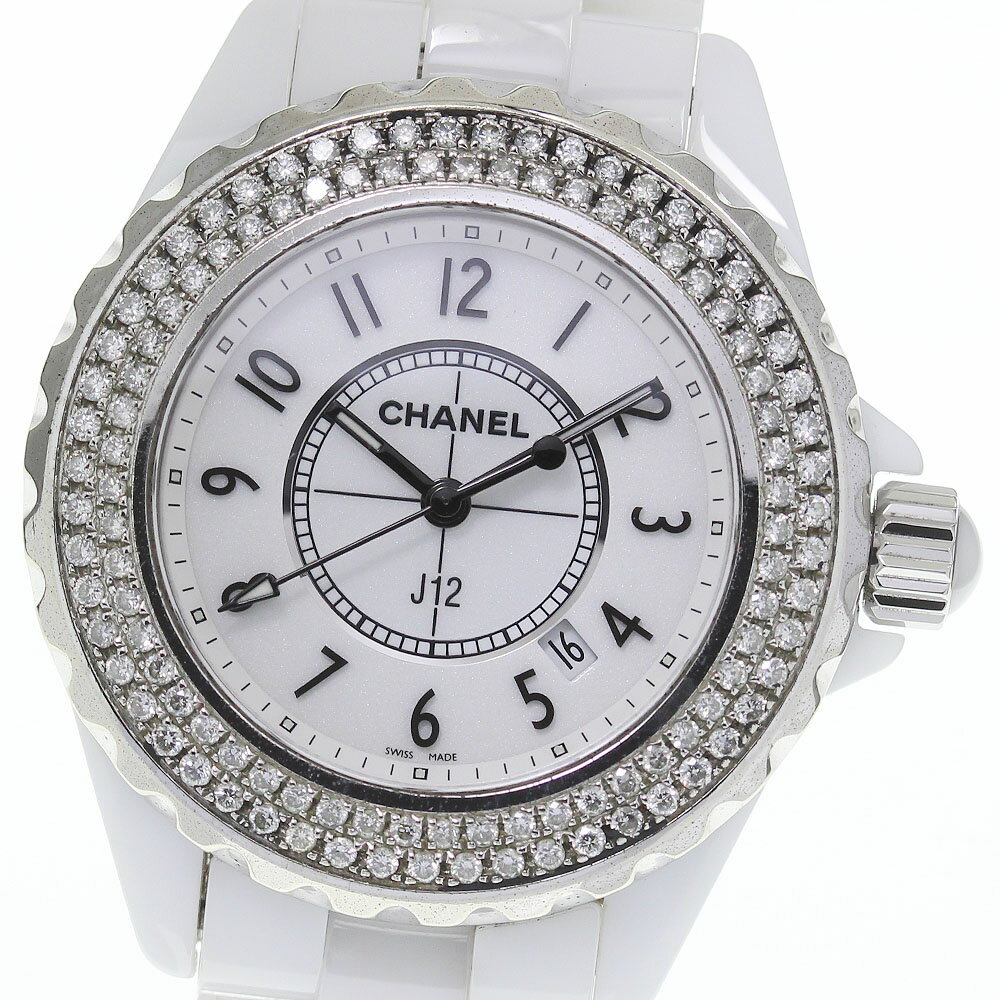 ☆良品★保証書付き【CHANEL】シャネル J12 33MM ベゼルダイヤ（アフターダイヤ） H0968 クォーツ レディース_713564【中古】のサムネイル