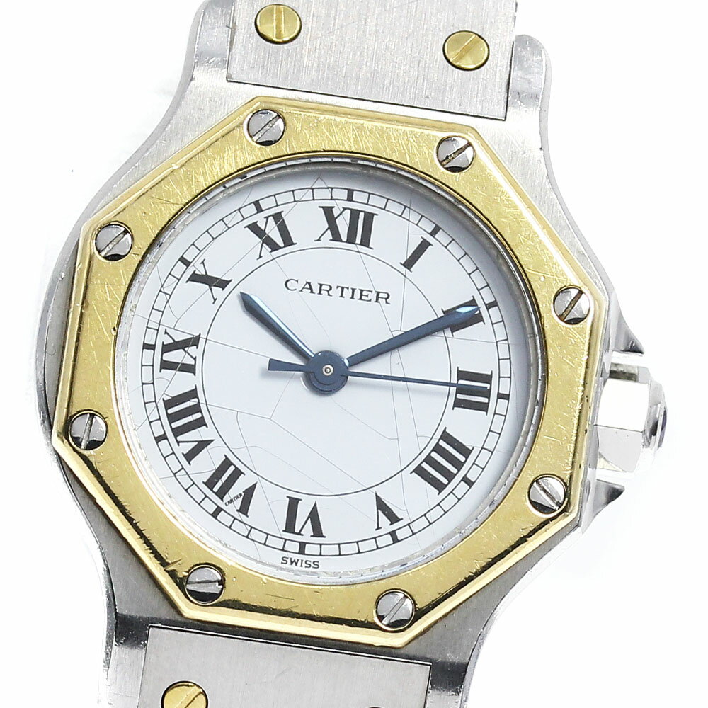 ☆訳あり【CARTIER】カルティエ サントスオクタゴンSM YGコンビ クォーツ レディース_623916【ev20】【中古】