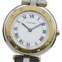 ☆ジャンク ベルト訳あり★内箱・保証書付き【CARTIER】カルティエ サントスラウンドSM YGコンビ クォーツ レディース_666727【中古】