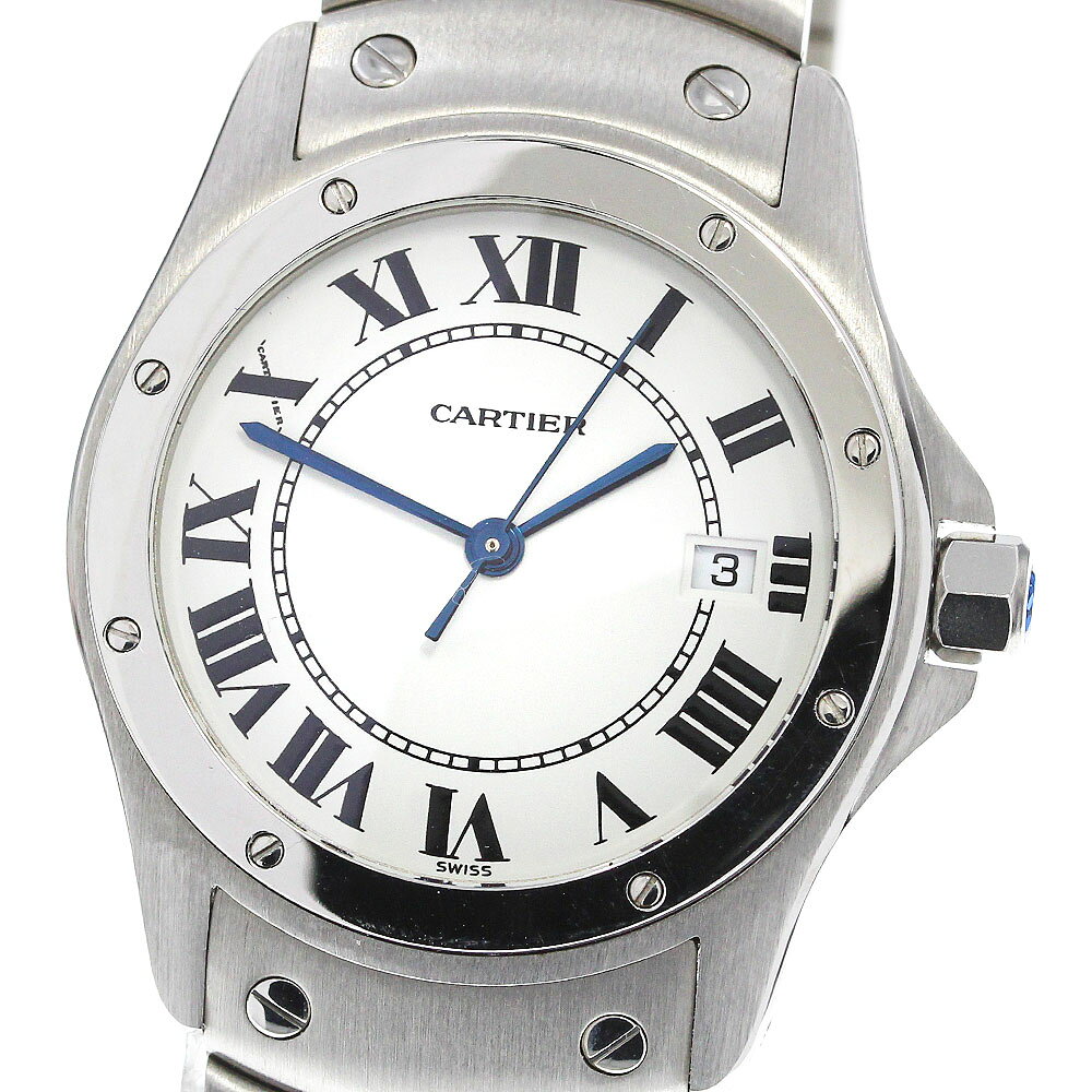 ☆良品 【CARTIER】カルティエ サントスクーガー MM デイト W20027K1 クォーツ ボーイズ_722100【中古】