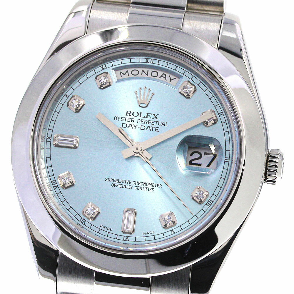 ロレックス ROLEX 218206A デイデイト II プラチナ ランダム番 10Pダイヤ 自動巻き メンズ 美品 保証書付き_730197【中古】