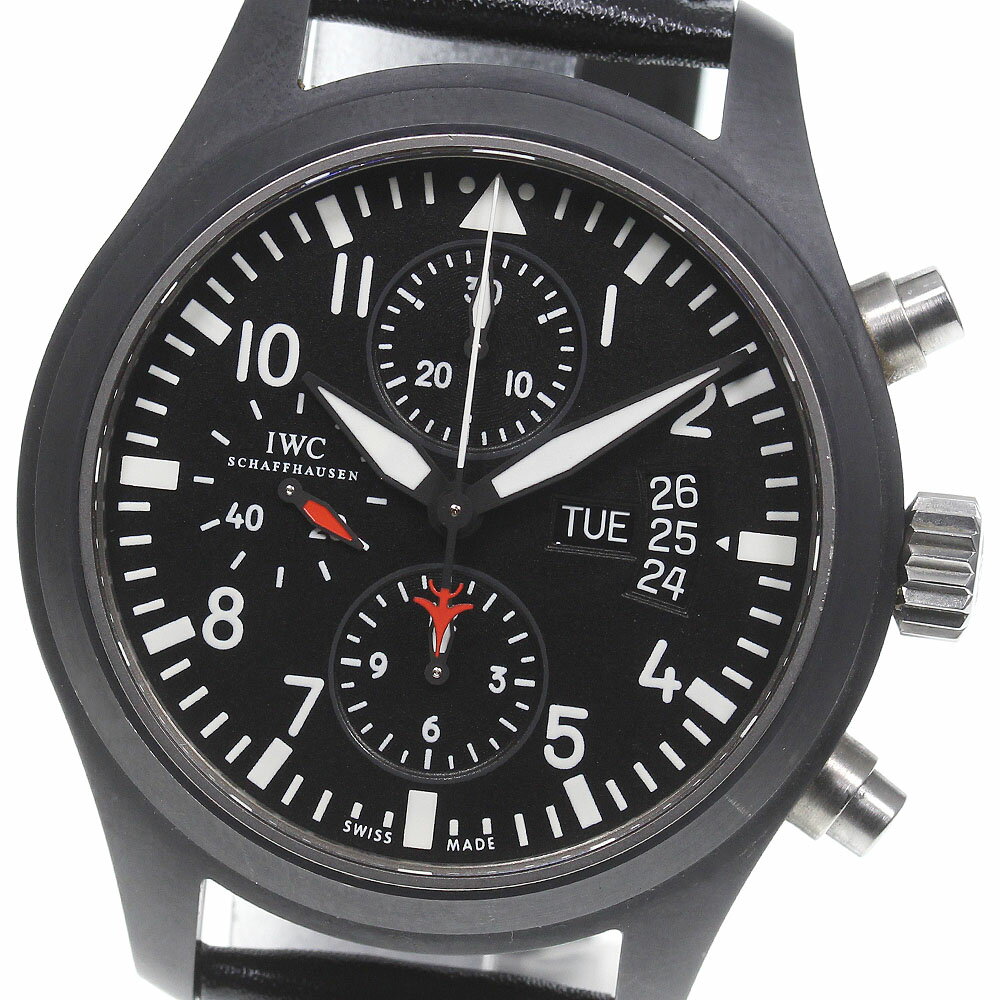 ☆良品 ★保証書付き【IWC SCHAFFHAUSEN】IWC パイロットウォッチ クロノグラフ トップガン IW378901 自動巻き メンズ_740560【ev15】【中古】